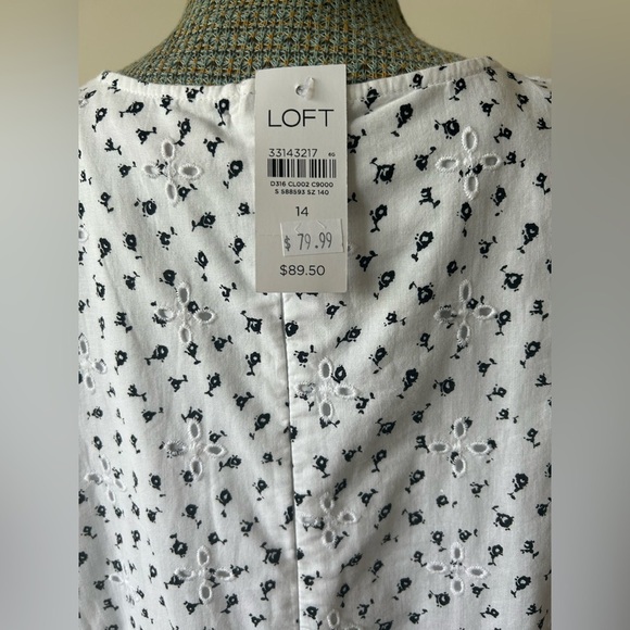 NWT ANN TAYLOR Eyelet Ruffle Sleeve Crossover Dress. Lined,Hidden back zip Sz 14 - Picture 5 of 10